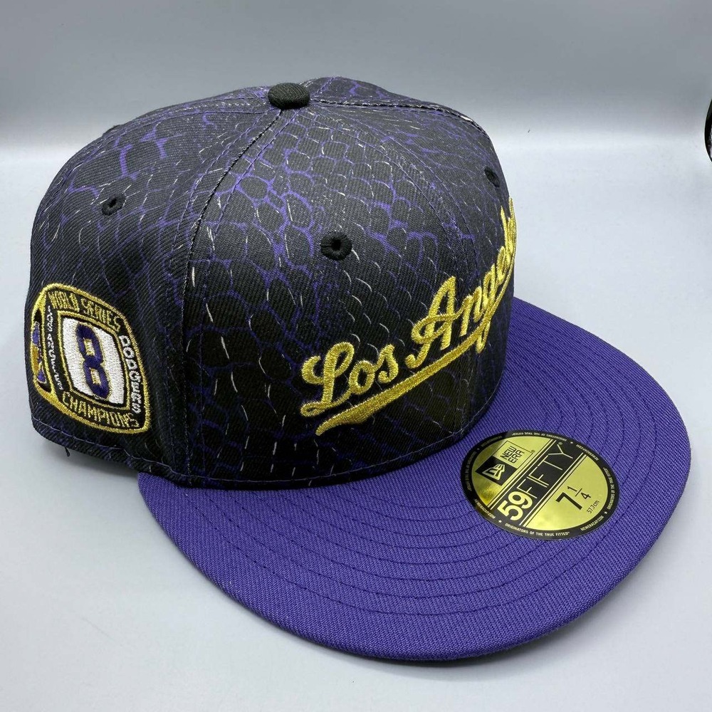 Los Angeles LA Dodgers Hat 7 1/4 Black Mamba 59Fifty‎ New Era Fitted Hatclub